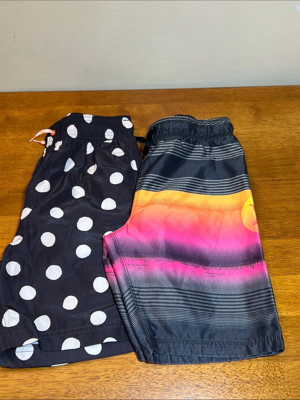 J. Crew and Hurley Kids Black and White Polka Dot Swim Shorts Size 8-10